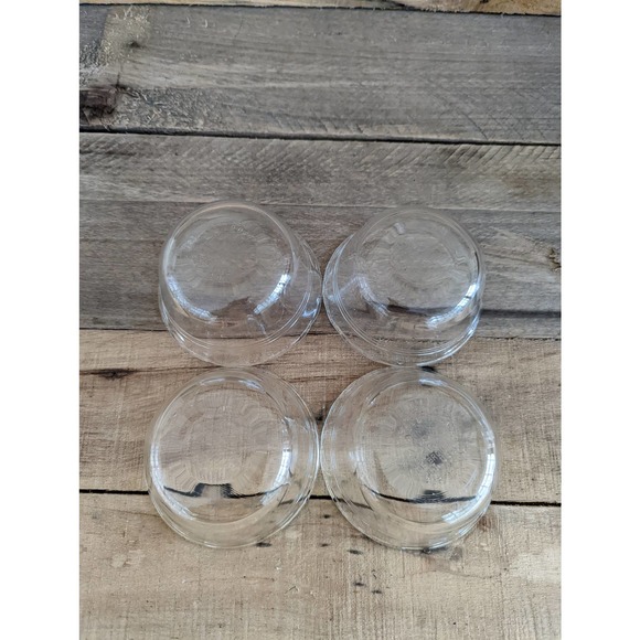 Vtg Set of 4 Pyrex Clear Glass Scalloped Edge 3 Ringed Custard Cups #463 - 6 oz - Picture 5 of 8